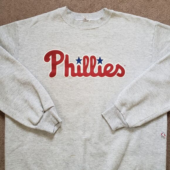 Vintage 90s Majestic GameWarmer Philadelphia Phillies Size XL USA Made Crewneck - Picture 2 of 9